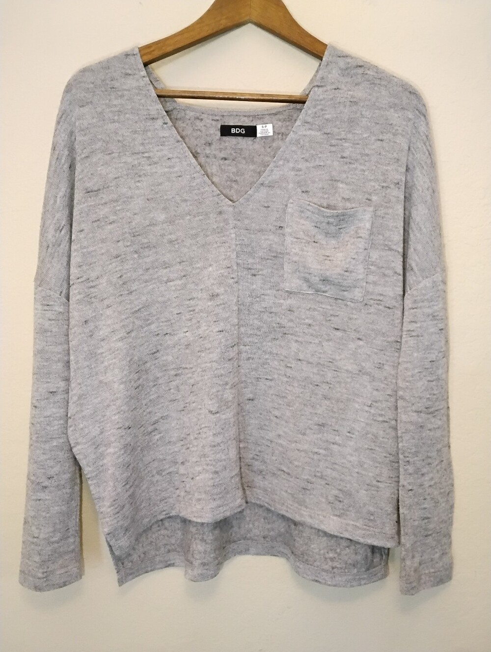 BDG Sweater Womens Size Small Heather Grey‎ High Low Hem Soft Knit Loungewear